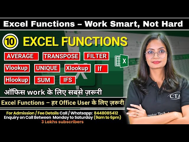10 MS Excel Functions for Office Work | Daily use Common Excel Formulas | Average, Filter | CTA