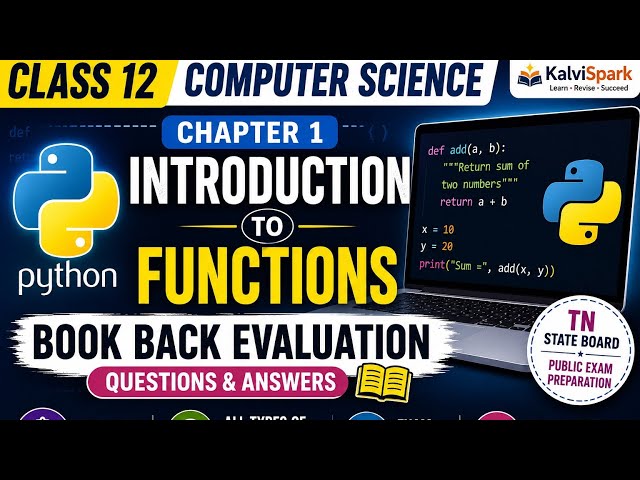 Class 12 Computer Science | Chapter 1 Introduction to Functions | Book Back Evaluation | TN State