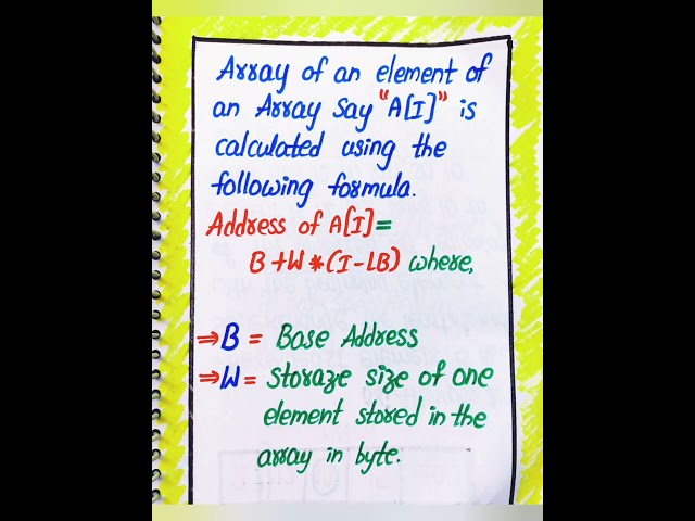 One-Dimensional Array Example-4 Memory Representation & Address Calculation in Data Structures 