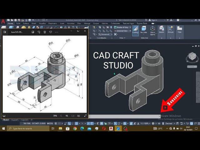 AutoCAD 3D Modeling Tutorial | Mechanical Bracket Design from 2D Drawing Step by Step