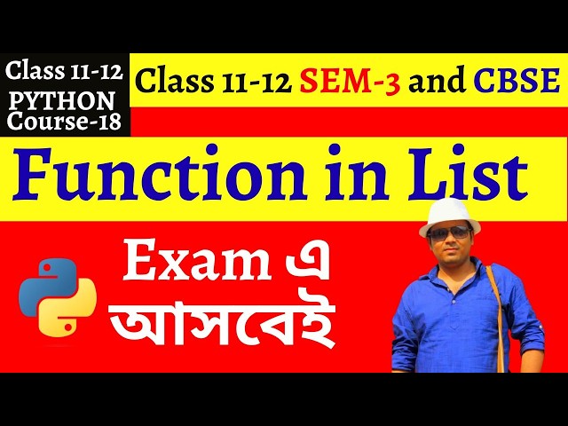 Python Course List Functions and Nested List By Debasish Debnath Sir,9232441317