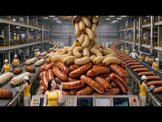 Inside the Silkworm Factory | How Millions of Silkworm Pupae Become Hot Dogs (Full Process)