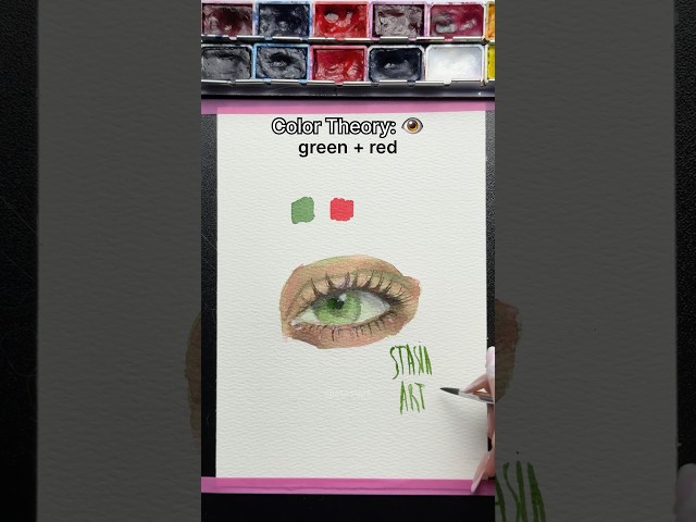 Trust The Process! Complementary colors 💚❤️ #watercolor #colortheory #watercolortutorial #painting