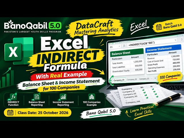 Excel INDIRECT Formula | Financial Statements of 100 Companies | Bano Qabil 5.0