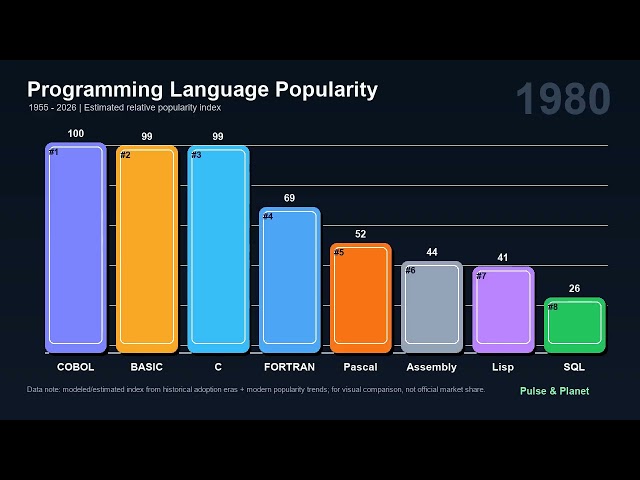 Programming Language Popularity 1955-2026 | Animated Ranking