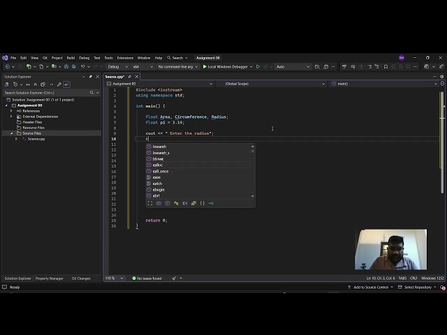BST/24/B2/11 - "CLI-based system to obtain area and circumference of a circle "