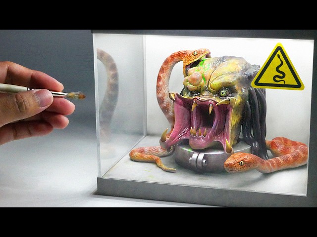 Diorama of Predator Trapped in a Snake Venom Laboratory