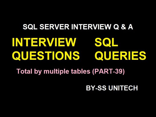 SQL Server | sql server interview questions and answers | Total by multiple tables | Part 39