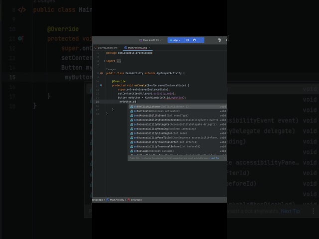 How to Add a Button in Android Studio (XML + Java) #androiddevelopment #androidstudio