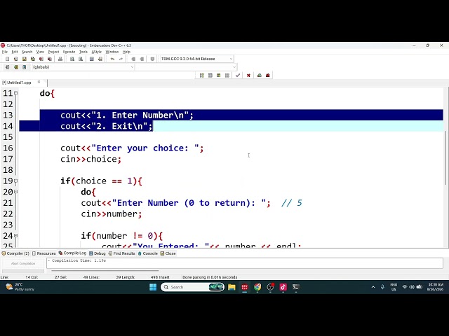 7. C++ — Nested Do while with if else