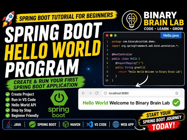 3-Spring Boot Tutorial for Beginners | Hello World Program in VS Code | Maven |  #springboot