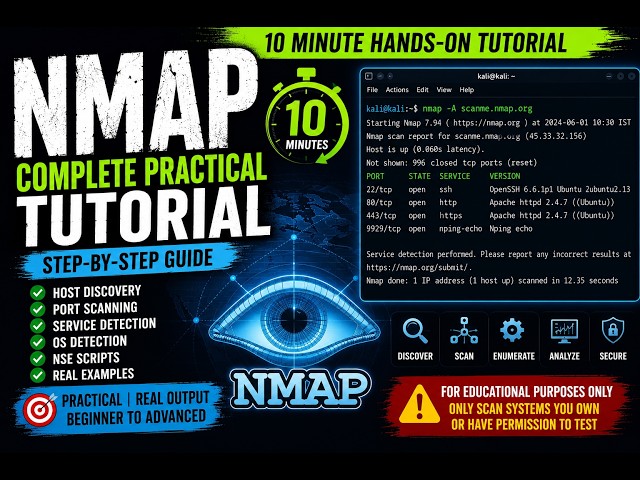 Nmap Tutorial for Beginners | Complete Hands-On Practical Guide | Network Scanning & Enumeration