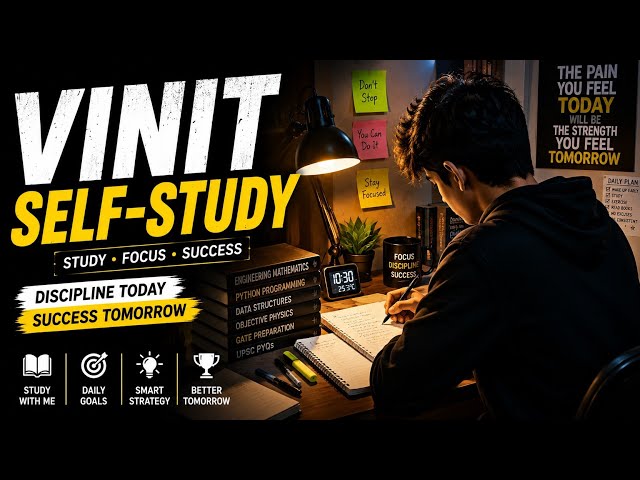 🔴 LIVE | Study With Me 📚 | Deep Focus Session | Real-Time Self Study | Vinit Self-Study