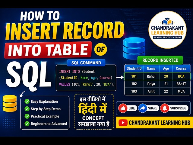 How to Insert Record into Table in SQL? | SQL INSERT INTO Command in Hindi | Oracle SQL Tutorial