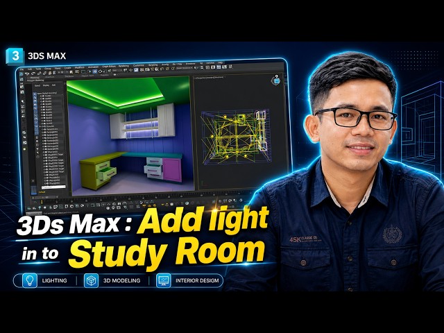 3Ds Max : Add light in to Study Room
