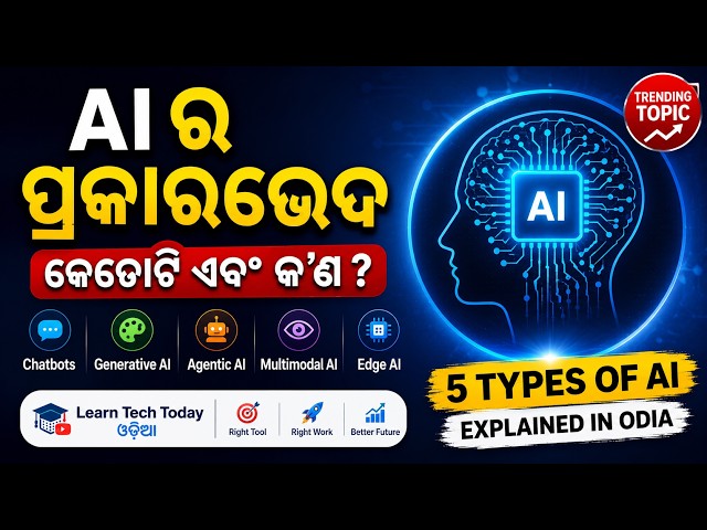 Types of AI Explained in Odia | AI ର 5 ପ୍ରକାର କ'ଣ? | ChatGPT vs Generative AI vs Agentic AI