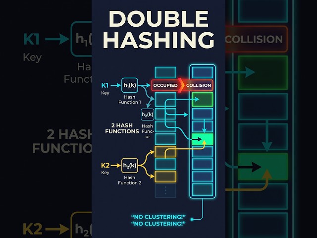 Double Hashing in Hashing Explained 🔥 | Collision Resolution Technique | DSA #Shorts