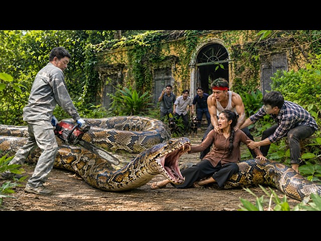 Brave Hunter Uses Chainsaw To Confront GIANT Python | Protect The Boy From The Python.