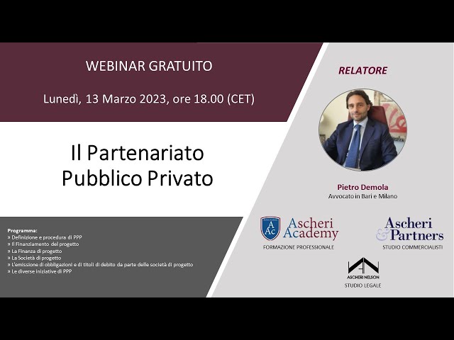 Webinar: Il Partnenariato Pubblico Privato