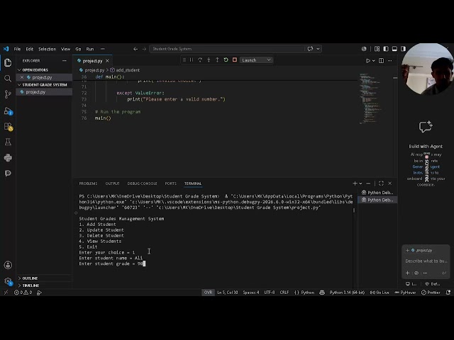 Student Grades Management System | Python