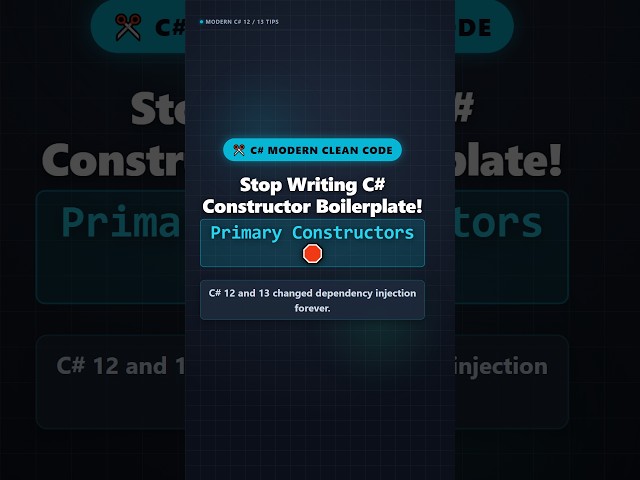 Stop Writing C# Constructor Boilerplate! Primary Constructors in C# 12 ✂️ #csharp #dotnet #shorts