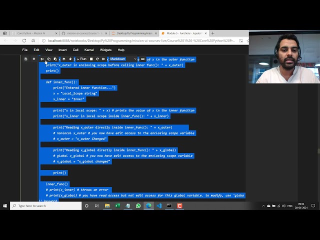 #12. Core Python - Module 5 - Nested functions, Scope, Closures, Decorators