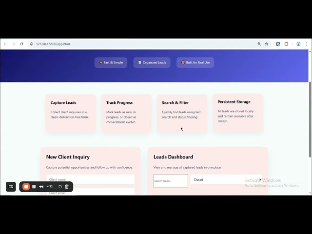 Building a Client Lead Manager from Scratch | HTML, CSS & JS