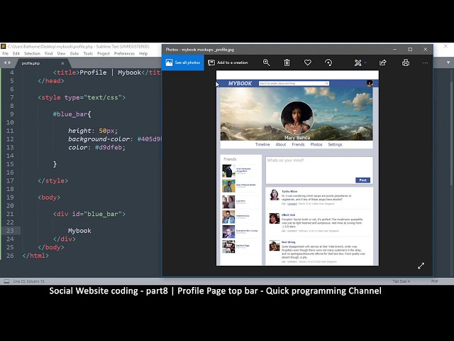 Social Website from scratch - Part 8 - Profile Page Top Bar | PHP | HTML | CSS | MYSQL Database