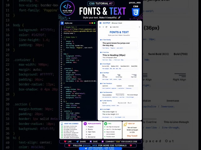 CSS Tutorial #7 | Fonts & Text | CSS for Beginners 🎨