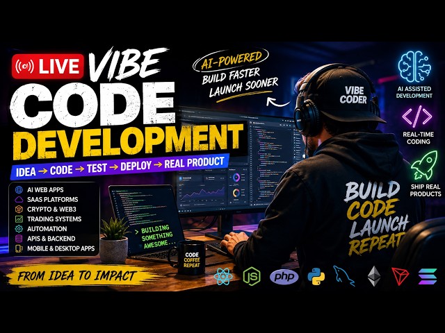 🔴 LIVE VIBE CODE DEVELOPMENT I build, code, test, and launch real-world software products live.