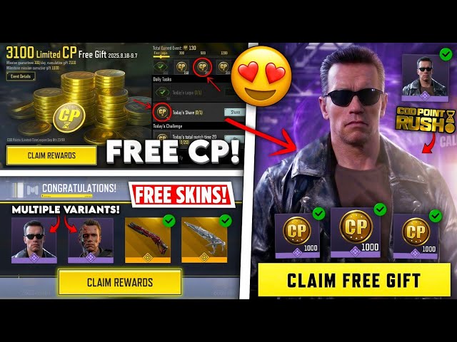 FREE 3500CP For Everyone! [CP Rush Event] + All Terminator Skins First Look & New Legendary Guns!