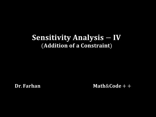 Sensitivity Analysis-IV (Addition of a Constraint)|UMA035|Optimization Techniques