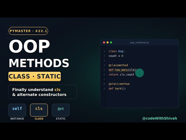 Python OOP Methods — Instance vs Class vs Static Explained | #22.1 #python3