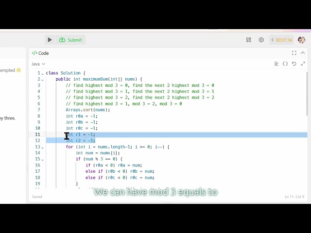 LeetCode 3780 | Maximum Sum of Three Numbers Divisible by Three || Java | Guide