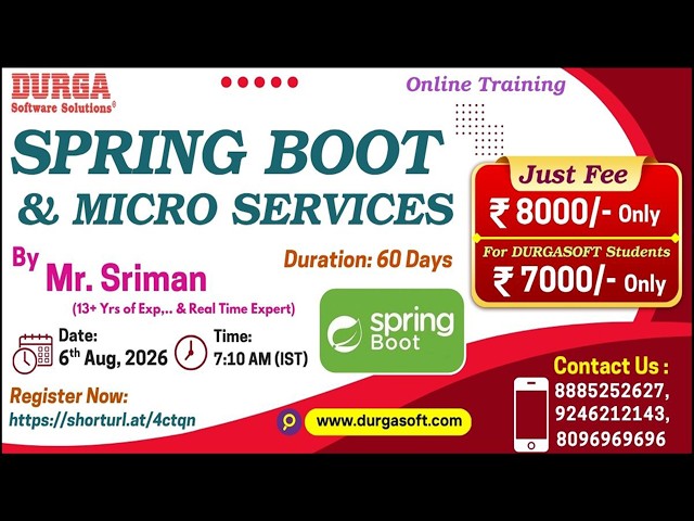 SPRING BOOT & MICRO SERVICES Online Training @ DURGASOFT