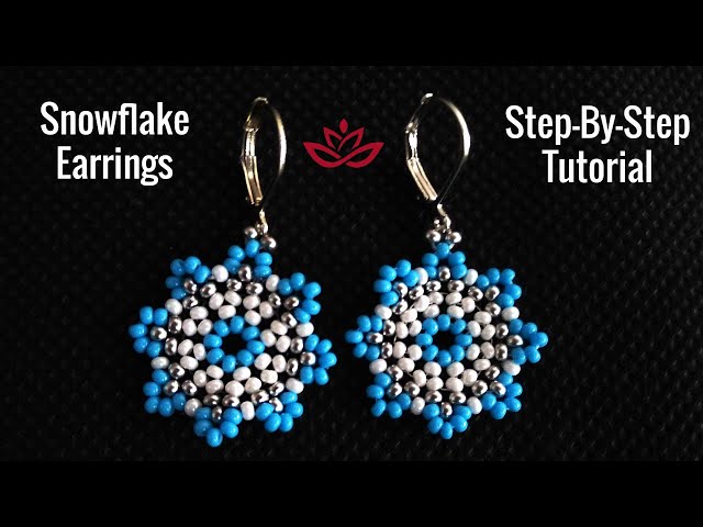 Snowflake Beaded Earrings - Christmas Tutorial. How to make DIY beaded earrings?