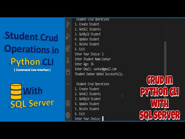 crud in python with sql server || python cli || crud python sql server
