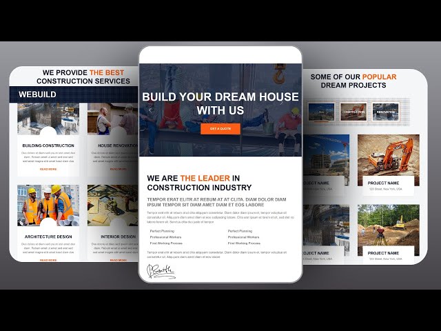 Construction Website Design: HTML, CSS & JS (Free Source Code)