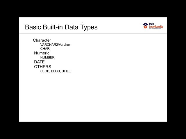 SQL Data Types Explained | Oracle SQL Tutorial for Beginners | Tech Learniversity
