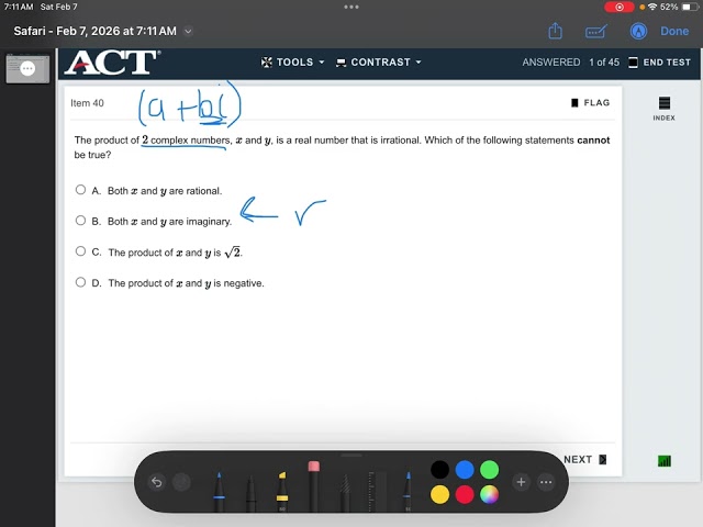 ACT Math Practice Test 2.40 (Complex Numbers)