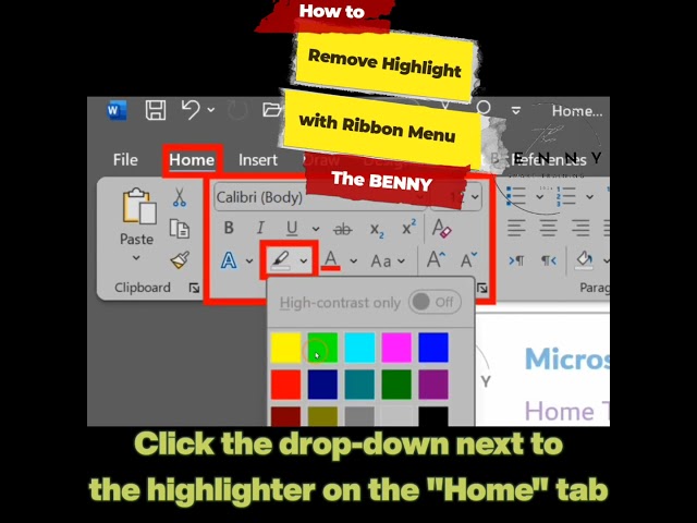 How to Remove Highlight with Ribbon Menu in MS Word