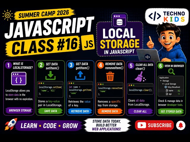 JavaScript Class 16 | LocalStorage Explained for Beginners | Summer Camp 2026