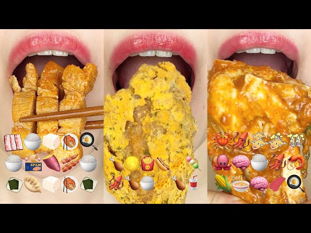 asmr 40 MINUTES FOR DELICIOUS EMOJI FOOD (SATISFYING & RELAXING) 40분 맛있는 이모지 먹방 모음 eating sounds
