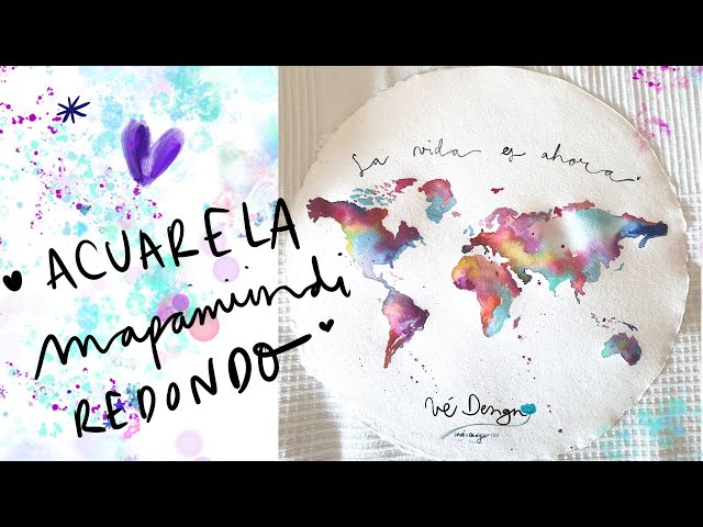 Acuarela mapamundi redondo a todo color