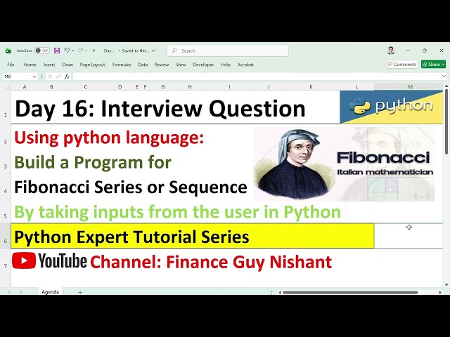Day 16: Interview Question | Fibonacci Series or Sequence in Python | Finance Guy Nishant