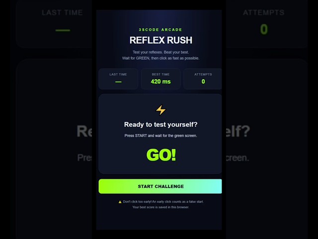 Built a NeonReaction Test Game with JavaScriptCode That Feels Like Magic#01 #CodingShorts #MiniGames