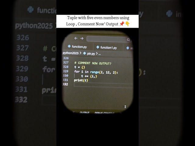Tuple with five even numbers using Loop ➿➰ #codinglife #python #programming #shortsfeed #computer