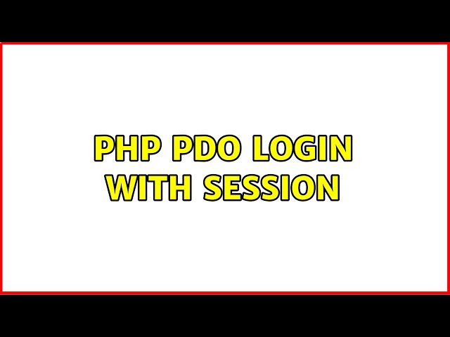 PHP PDO login with session