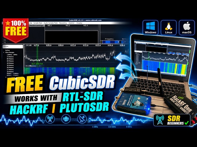 CubicSDR is AMAZING! FREE SDR Software for RTL-SDR, HackRF & PlutoSDR (Windows, Linux & macOS)