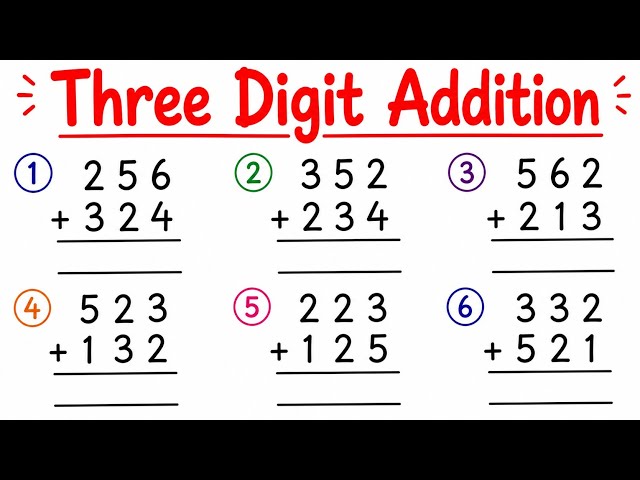 Three Digit Addition | 3 Digit Addition for Kids | Easy Maths Addition | Maths Practice